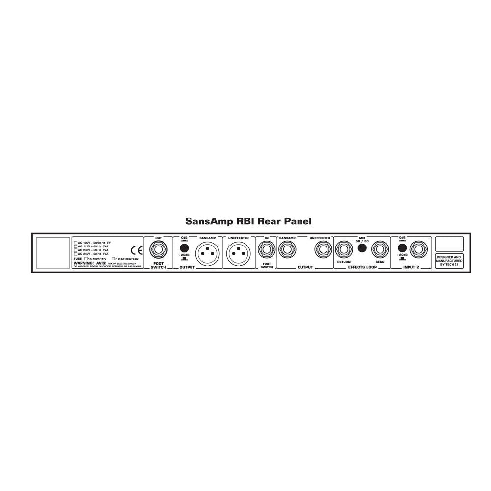 Tech 21 SansAmp RBI - 1U Rackmount Pre-Amp for Bass  1
