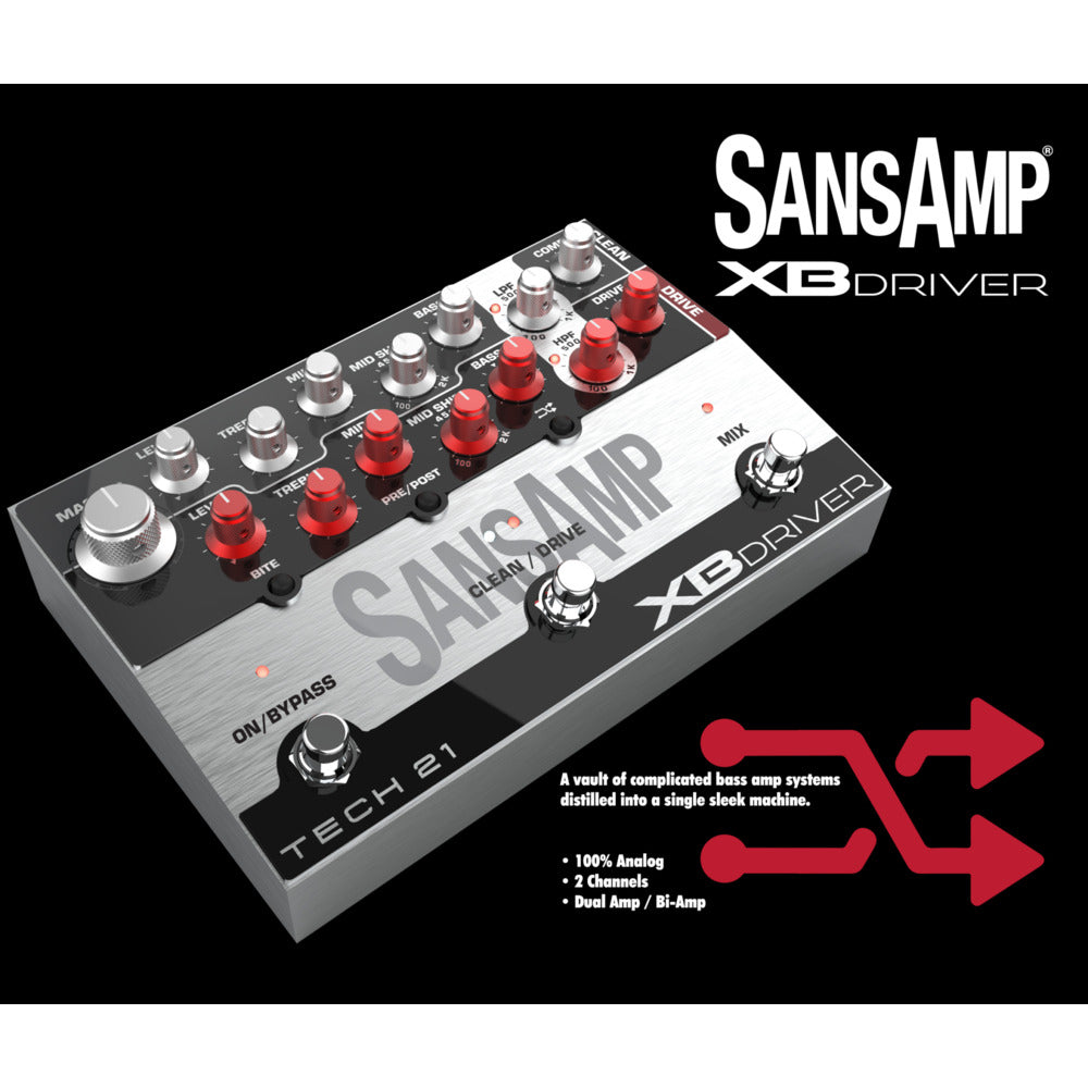 Tech 21 SansAmp XB Driver - Dual-Amp/Bi-Amp Bass Preamp